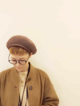 「男女兼用」｜「アイテム（ハンチング/ベレー帽）」を使った、14+ 青森エルム店 スタッフさん（レディース・165cm）の冬コーディネート