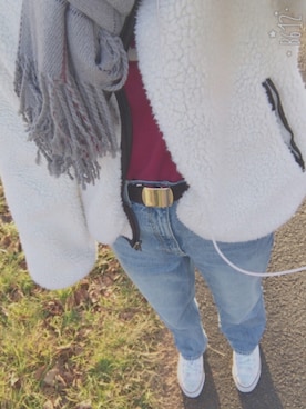 「ハイウエストストレートジーンズ」｜s a * oさん（レディース・161cm）の冬コーディネート