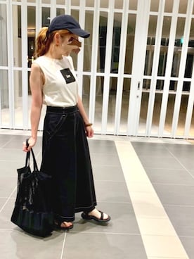 「LEPSIM（レプシィム）の2P ウッドバングル　837799（バングル/リストバンド）」を使った、Maya☺︎さん（レディース・154cm）の夏コーディネート