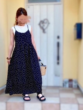 「LEPSIM（レプシィム）の2P ウッドバングル　837799（バングル/リストバンド）」を使った、Maya☺︎さん（レディース・155cm）の夏コーディネート