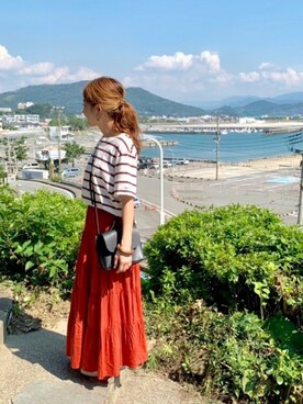 「LEPSIM（レプシィム）の2P ウッドバングル　837799（バングル/リストバンド）」を使った、Maya☺︎さん（レディース・154cm）の秋コーディネート