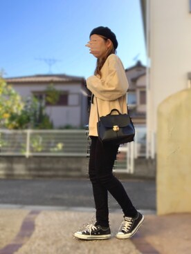 「やっぱりストリートが好き」｜「アイテム（ハンチング/ベレー帽）」を使った、Maya☺︎さん（レディース・154cm）の秋コーディネート