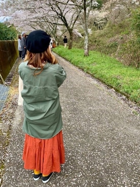 「RAY CASSIN（レイカズン）のアイテム（ハンチング/ベレー帽）」を使った、Maya☺︎さん（レディース・154cm）の春コーディネート