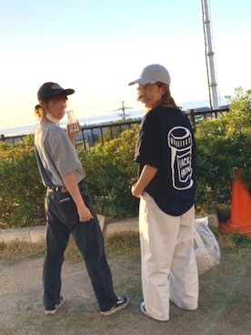「RIPNDIP（リップンディップ）のアイテム（帽子）」を使った、Maya☺︎さん（レディース・154cm）の春コーディネート