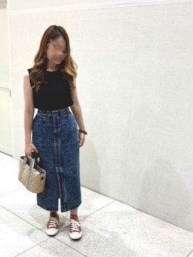 「LEPSIM（レプシィム）の2P ウッドバングル　837799（バングル/リストバンド）」を使った、Maya☺︎さん（レディース・154cm）の夏コーディネート