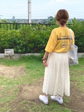 「LEPSIM（レプシィム）の2P ウッドバングル　837799（バングル/リストバンド）」を使った、Maya☺︎さん（レディース・154cm）の夏コーディネート