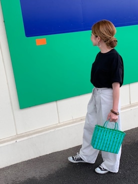 「LEPSIM（レプシィム）の2P ウッドバングル　837799（バングル/リストバンド）」を使った、Maya☺︎さん（レディース・154cm）の夏コーディネート