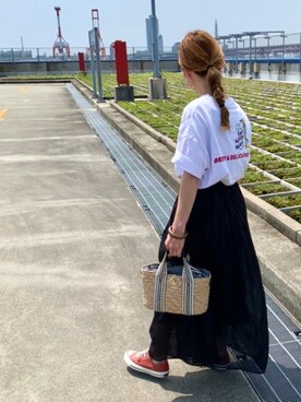 「LEPSIM（レプシィム）の2P ウッドバングル　837799（バングル/リストバンド）」を使った、Maya☺︎さん（レディース・154cm）の夏コーディネート