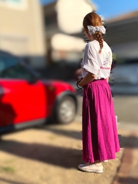 「LEPSIM（レプシィム）の2P ウッドバングル　837799（バングル/リストバンド）」を使った、Maya☺︎さん（レディース・154cm）の夏コーディネート