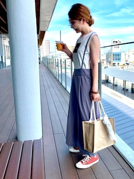 「LEPSIM（レプシィム）の2P ウッドバングル　837799（バングル/リストバンド）」を使った、Maya☺︎さん（レディース・154cm）の夏コーディネート