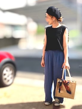 「RAY CASSIN（レイカズン）のアイテム（ハンチング/ベレー帽）」を使った、Maya☺︎さん（レディース・154cm）の夏コーディネート