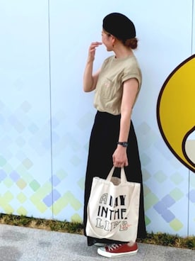 「RAY CASSIN（レイカズン）のアイテム（ハンチング/ベレー帽）」を使った、Maya☺︎さん（レディース・154cm）の夏コーディネート