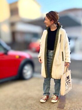 「CONVERSE（コンバース）のCONVERSE ALL STAR 100COLORS OX（スニーカー）」を使った、Maya☺︎さん（レディース・154cm）の冬コーディネート