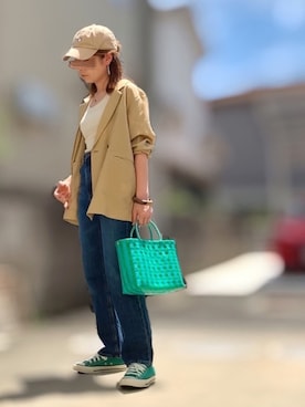 「LEPSIM（レプシィム）の2P ウッドバングル　837799（バングル/リストバンド）」を使った、Maya☺︎さん（レディース・154cm）の春コーディネート