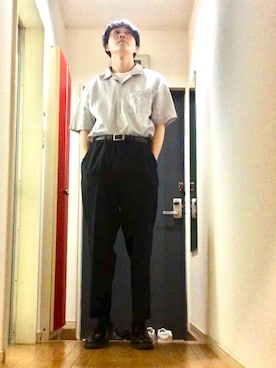 「Dr. Martens（ドクターマーチン）のDr.Martens (ドクターマーチン)/1461 3EYE GIBSON SHOES（その他シューズ）」を使った、izumiさん（メンズ・183cm）の夏コーディネート