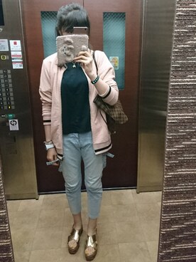 「学校」｜「アイテム（ブルゾン）」を使った、理恵さん（レディース・172cm）の夏コーディネート