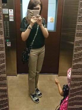 「mimo（ミモ）のアイテム（バッグ）」を使った、理恵さん（レディース・172cm）の秋コーディネート