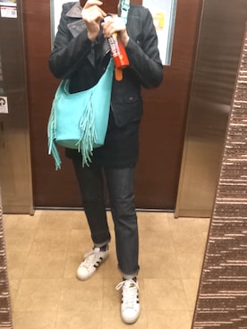 「COACH」｜「アイテム（ライダースジャケット）」を使った、理恵さん（レディース・172cm）の春コーディネート