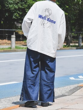 「Adoon plain（アドーンプレーン）の【Adoon plain】knight×Adoon plain コラボアソートロンＴ（Tシャツ/カットソー）」を使った、Adoon plainさん（メンズ・171cm）の夏コーディネート