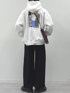 「Adoon plain（アドーンプレーン）のアイテム（パーカー）」を使った、Adoon plainさん（メンズ・171cm）の冬コーディネート