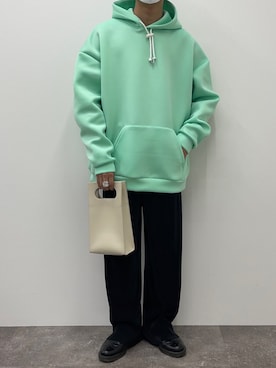 「Adoon plain（アドーンプレーン）のアイテム（ハンドバッグ）」を使った、Adoon plainさん（メンズ・171cm）の冬コーディネート