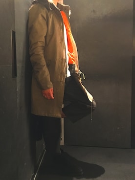 「junhashimoto（ジュンハシモト）のアイテム（ダウンジャケット/コート）」を使った、y@さん（メンズ・178cm）の夏コーディネート