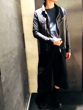「ムートン」｜「アイテム（ライダースジャケット）」を使った、yk@さん（メンズ・178cm）の夏コーディネート