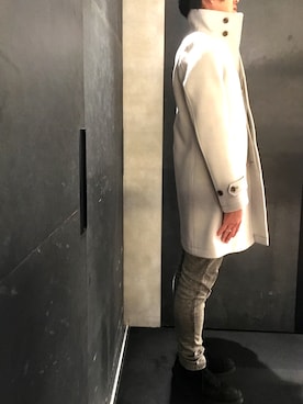 「アイテム（ダッフルコート、ホワイト系）」を使った、yk@さん（メンズ・178cm）の秋コーディネート
