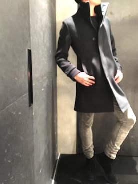 「アイテム（ダッフルコート、ホワイト系）」を使った、yk@さん（メンズ・178cm）の秋コーディネート