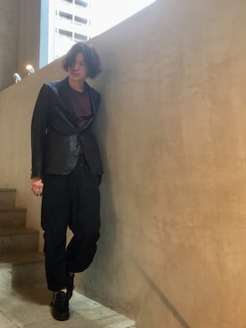 「ISAMU KATAYAMA BACKLASH（イサムカタヤマバックラッシュ）のアイテム（テーラードジャケット）」を使った、yk@さん（メンズ・178cm）の冬コーディネート