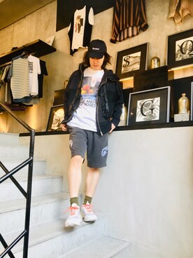 「WHITE MOUNTAINEERING（ホワイトマウンテニアリング）のアイテム（ブルゾン）」を使った、yk@さん（メンズ・178cm）の夏コーディネート