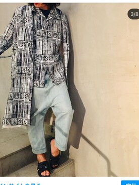 「Children of the discordance（チルドレン オブ ザ ディスコ-ダンス）のChildren of the discordance（チルドレン オブ ザ ディスコーダンス）PERSONAL DATA PRINT SHIRT C（シャツ/ブラウス、ホワイト系）」を使った、y@さん（メンズ・178cm）の夏コーディネート