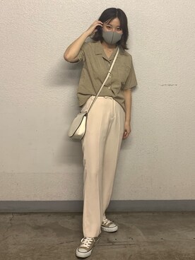 「LOWRYS FARM（ローリーズファーム）のセンタープレスカラーフレアパンツ　870189（その他パンツ）」を使った、kishi14さん（レディース・156cm）の夏コーディネート