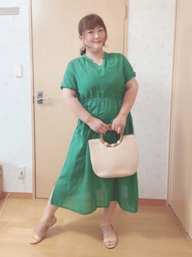 「ぽっちゃり、夏」｜「アイテム（ワンピース/ドレス）」を使った、Mayuさん（レディース・152cm）の夏コーディネート