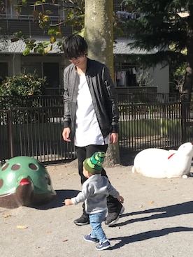 「DRKSHDW（ダークシャドウ）のアイテム（ジャケット/アウター）」を使った、与一さん（メンズ・182cm）の秋コーディネート