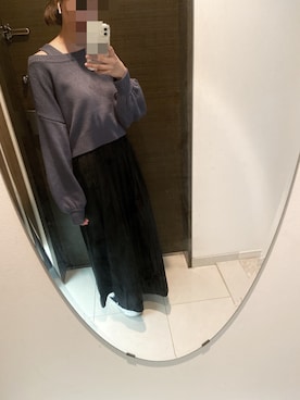 「usedのアイテム（スカート、ブラック系）」を使った、あんこさん（レディース・161cm）の冬コーディネート