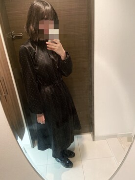 「OLIVE des OLIVE（オリーブデオリーブ）のアイテム（ワンピース、ブラック系）」を使った、あんこさん（レディース・161cm）の冬コーディネート