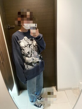 「usedのアイテム（スウェット、ブルー系）」を使った、あんこさん（レディース・161cm）の冬コーディネート
