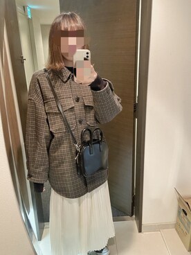 「LOWRYS FARM（ローリーズファーム）のチェックＣＰＯジャケット　847081（その他アウター、その他）」を使った、あんこさん（レディース・161cm）の冬コーディネート