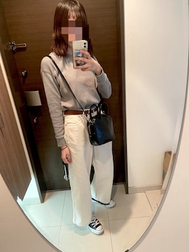 「LOWRYS FARM（ローリーズファーム）のスクエアミニボストンＢＡＧ　864743（ショルダーバッグ、ブラック系）」を使った、あんこさん（レディース・161cm）の春コーディネート