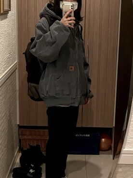 「Carhartt（カーハート）のアイテム（ジャケット/アウター、ブルー系）」を使った、あんこさん（レディース・161cm）の秋コーディネート