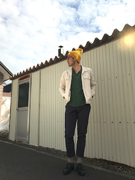 「マスタードイエロー」｜「アイテム（その他）」を使った、リューマさん（メンズ・170cm）の春コーディネート