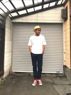 「OLIVER PEOPLES」｜「アイテム（帽子）」を使った、リューマさん（メンズ・170cm）の夏コーディネート