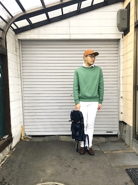 「アイテム（バックパック/リュック、ブルー系）」を使った、リューマさん（メンズ・170cm）の春コーディネート