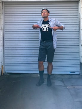 「アイテム（ドレスシューズ、グリーン系）」を使った、リューマさん（メンズ・170cm）の夏コーディネート