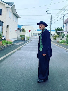 「アイテム（ドレスシューズ、グリーン系）」を使った、リューマさん（メンズ・170cm）の秋コーディネート