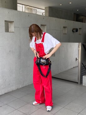 「アイテム（オールインワン・サロペット、レッド系）」を使った、lunaito413さん（レディース・155cm）の夏コーディネート