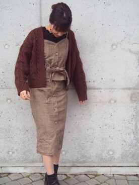 「AVAN LILY（アヴァンリリィ）のアイテム（その他アウター）」を使った、yre.kさん（レディース・160cm）の秋コーディネート
