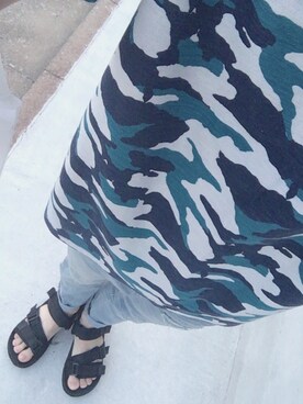 「WEGO（ウィゴー）のWEGO/カモフラプリント半袖カットソー（Tシャツ/カットソー、ブルー系）」を使った、凛さん（メンズ・170cm）の夏コーディネート
