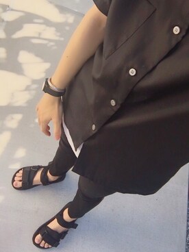 「UNIQLO（ユニクロ）のオープンカラーシャツ（半袖）（シャツ/ブラウス、ブラック系）」を使った、凛さん（メンズ・170cm）の夏コーディネート